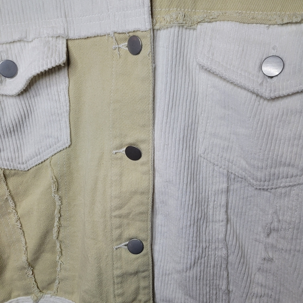 POL Patchwork Denim, Corduroy Jacket with Knit Sl… - image 9